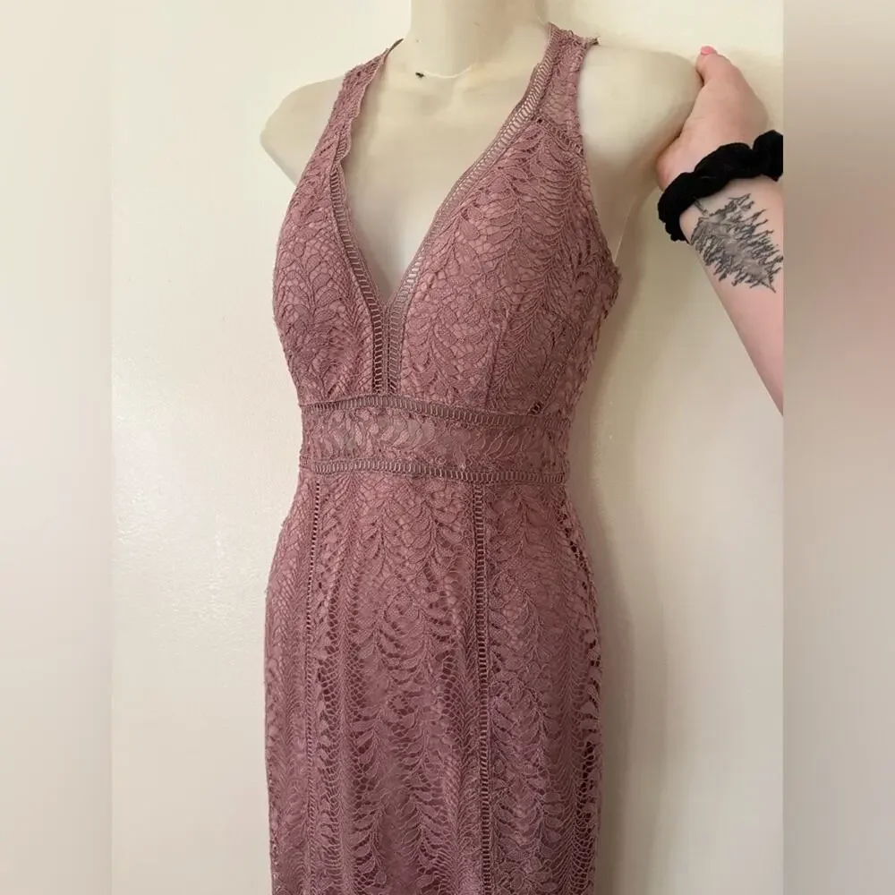 Bhldn Connor crochet dress in mauve - Picture 4 of 9